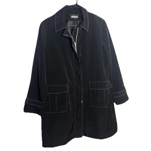 Canvas & Gallery Co Black Zip & Snap Jacket Lg Made Moldova White Stitch Detail